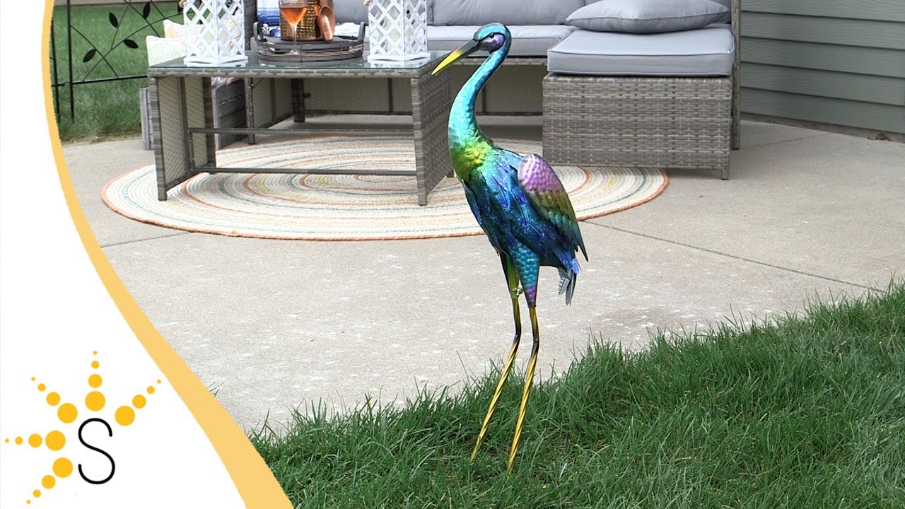 Sunnydaze Metal Crane Garden Statue - 29-Inch-XCA-390