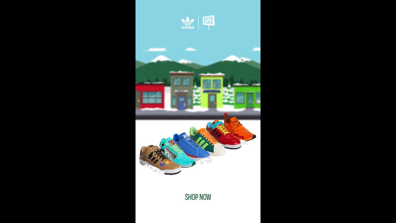 The new South Park x Adidas collection is on sale now online and at Foot Locker stores worldwide.