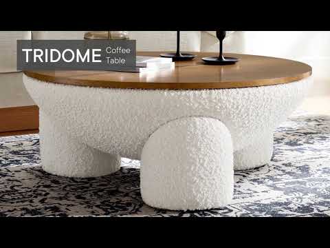 Tridome Round Boucle Upholstered Storage Coffee Table
