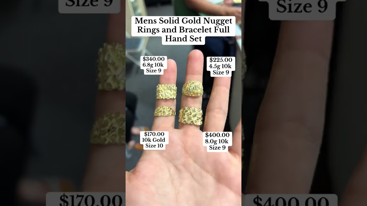 Men's Solid Gold Nugget Rings & Bracelet Full Set #goldchains #goldchain #diamondchains