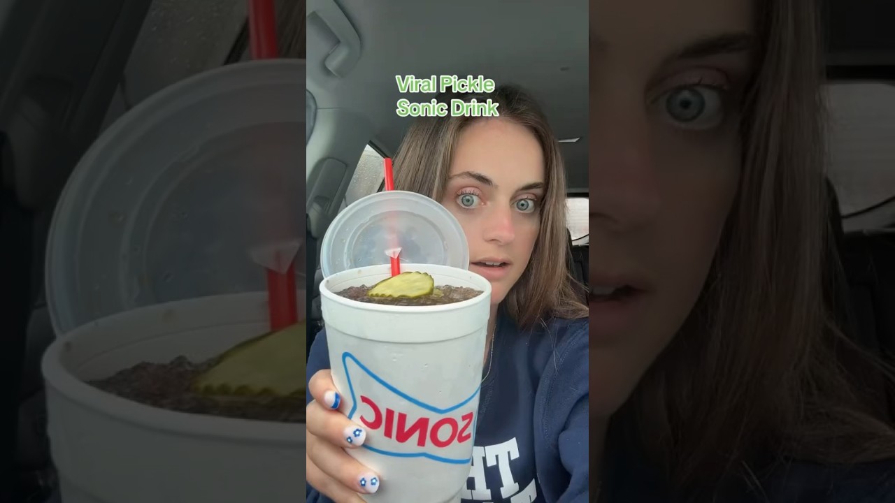 Trying the viral pickle Sonic Drink #sonic #pickledrink #drpepper #pickledrpepper #sonicdrink #yum