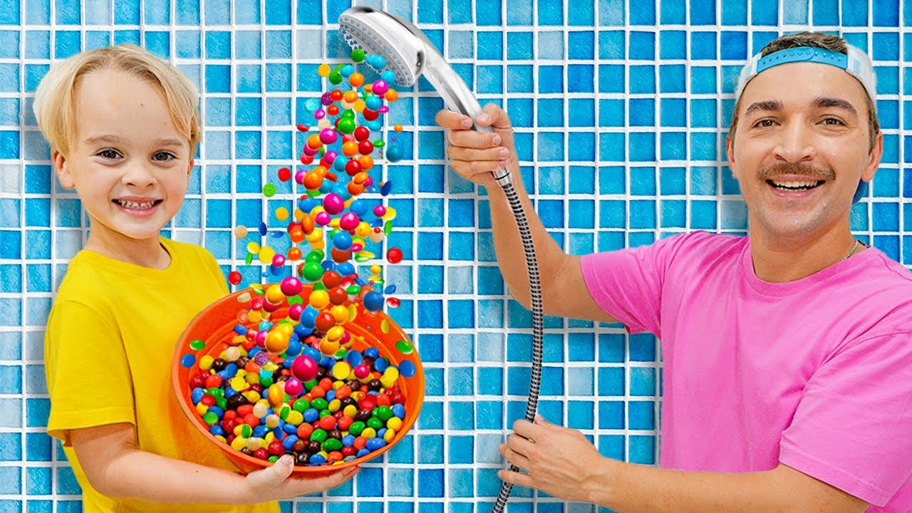 Magic Candy Shower Adventure with Chris and Alice