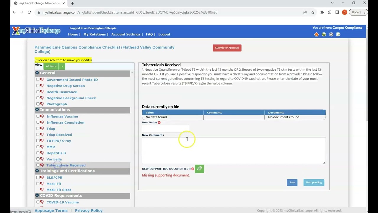 FVCC myClinicalExchange Setup