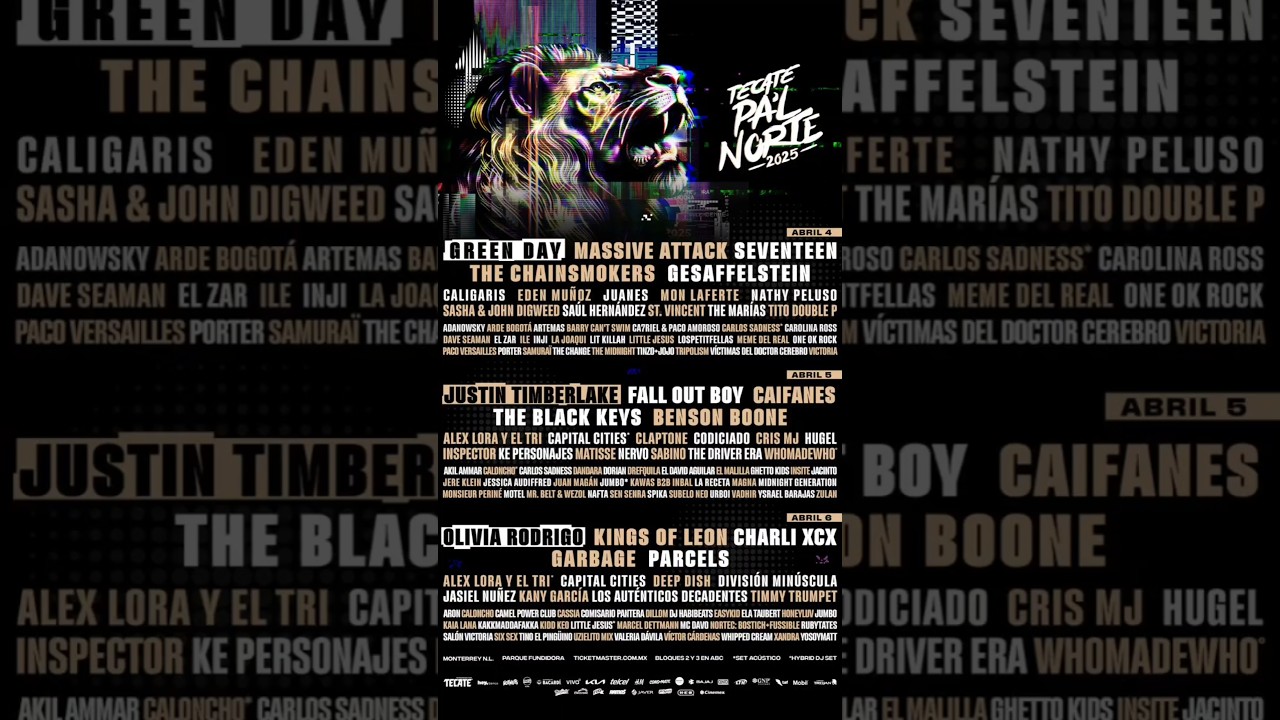 ► ¡LINE UP OFICIAL! ☆ Tecate Pal Norte 2025 ▪︎ Apodaca Group • Monterrey - Nuevo Leon