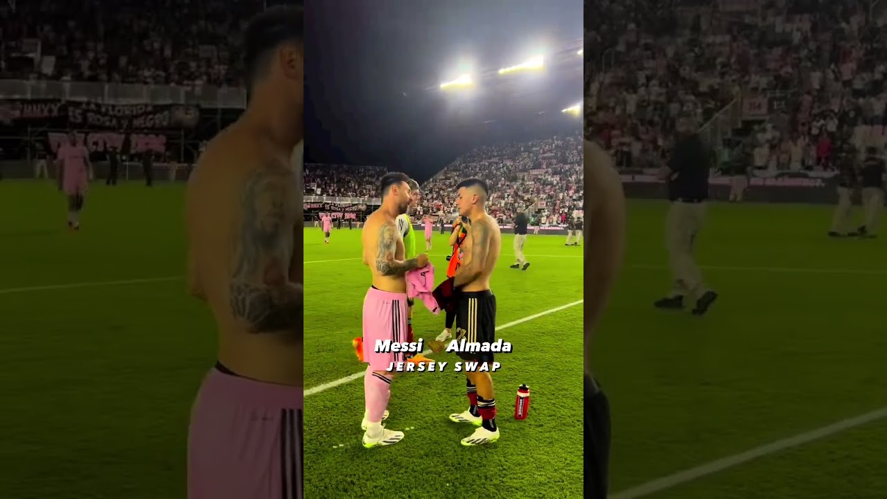 A jersey swap to remember, Messi 🤝 Almada 🇦🇷 ! #shorts #messi #argentina