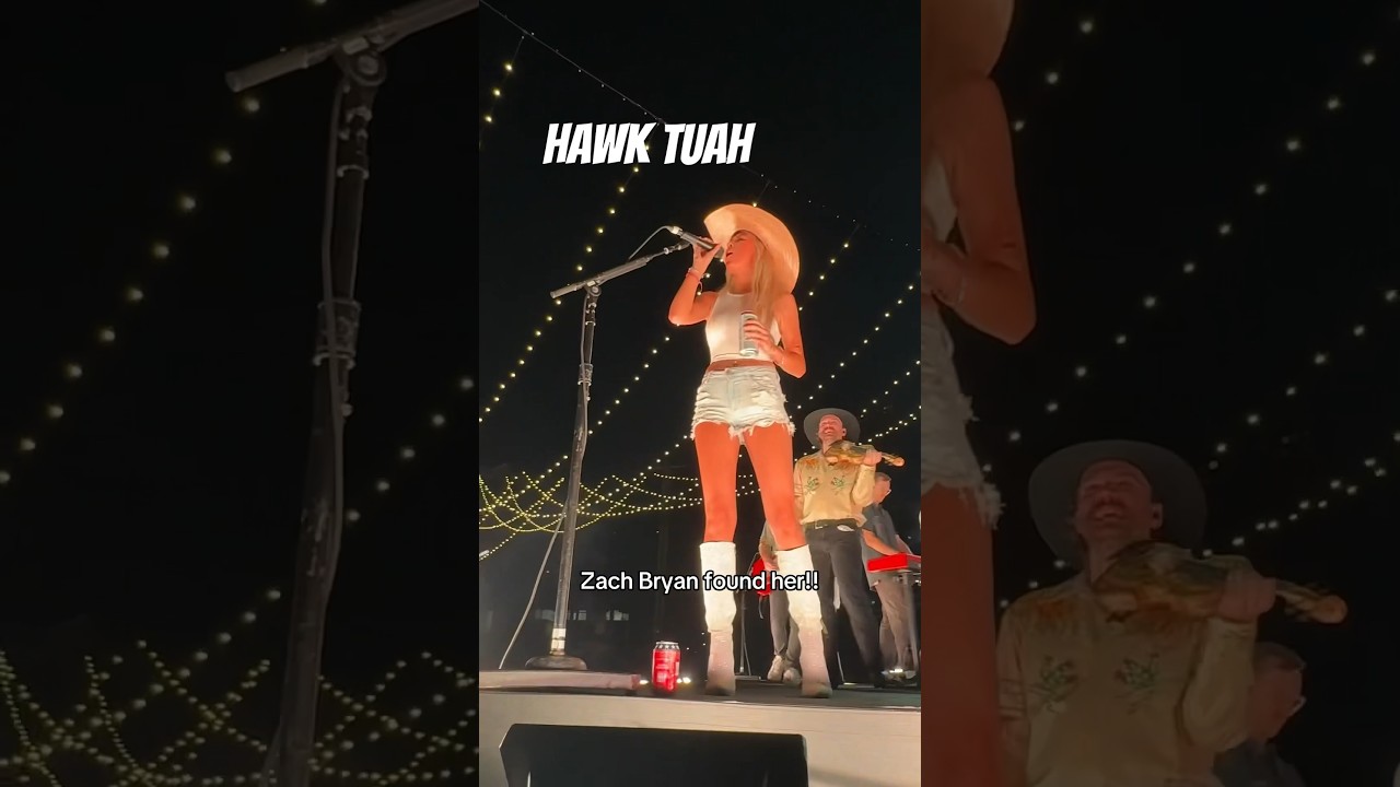 Zach Bryan invited the Hawk Tuah girl on stage to sing with him 😂 #shorts #hawktuah #zachbryan