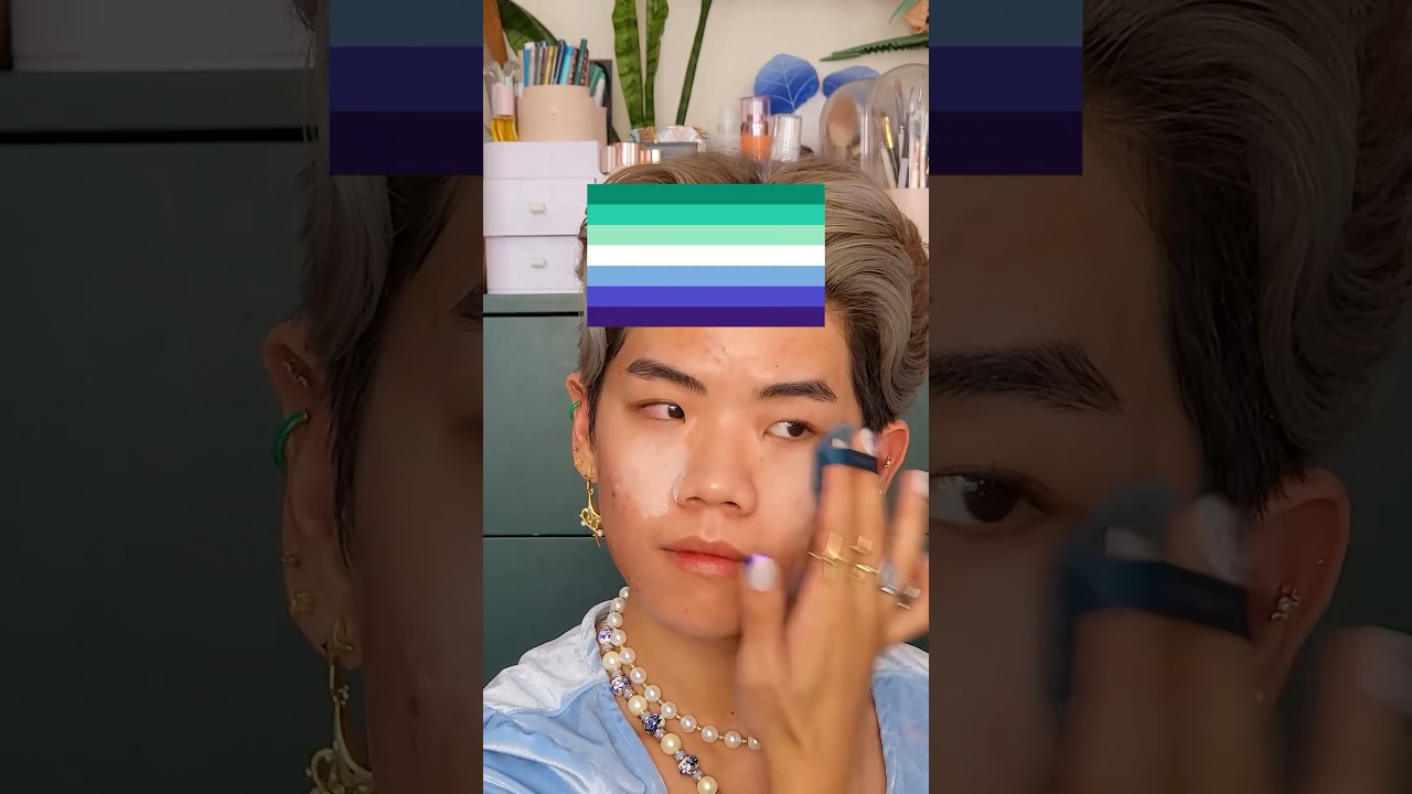 Makeup Inspired by Pride Flags: MLM 🩵🤍💙 #makeup #lgbt #shorts