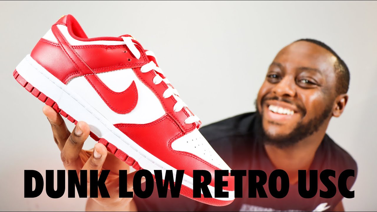 Nike Dunk Low Retro USC Gym Red White On Foot Sneaker Review QuickSchopes 371 Schopes DD1391 602
