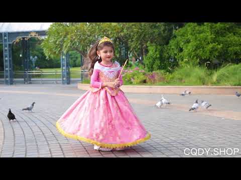 CQDY Girls Princess Dress Pink Party Birthday Fairy Dress Sleeping Beauty Cosplay Costume