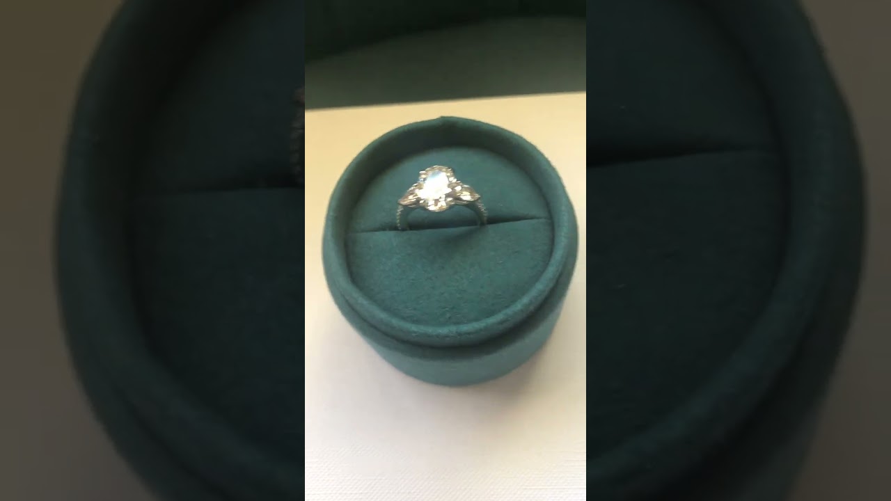 2.61 ct Oval H VS1 Custom Vrai Created Diamond Platinum Pave Engagement Ring