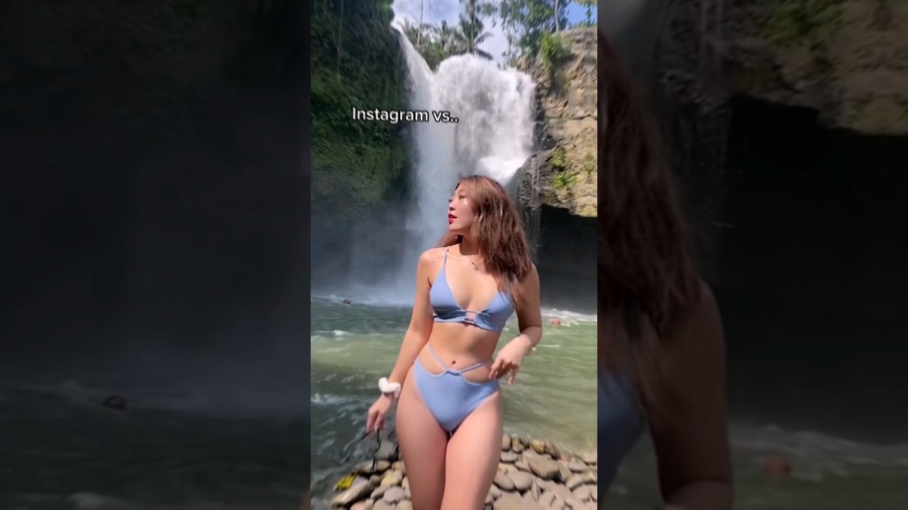 Instagram vs Reality in Tegenungan Waterfall, Ubud峇里島烏布比基尼美照對比實際情況😆😂💔 #instagram #reality #ubud