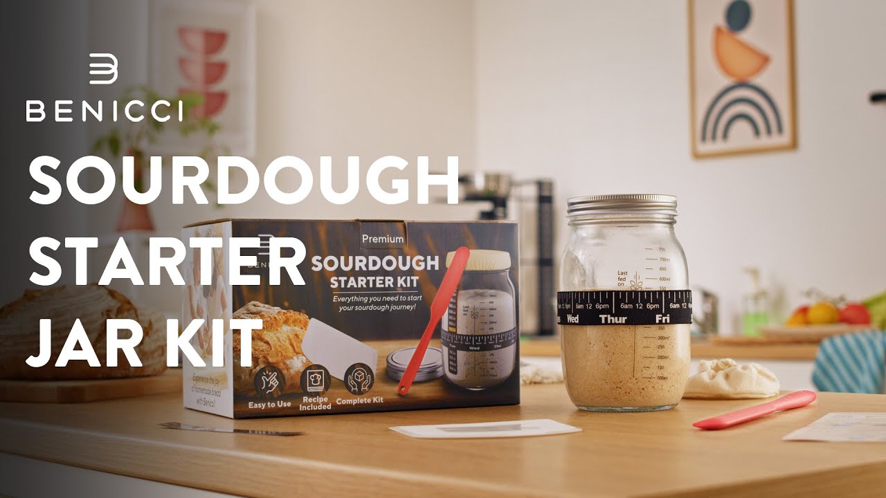 Ultimate Sourdough Starter Jar Kit - Perfect Set to Build Your Own Sourdough Starter & Bread Baking