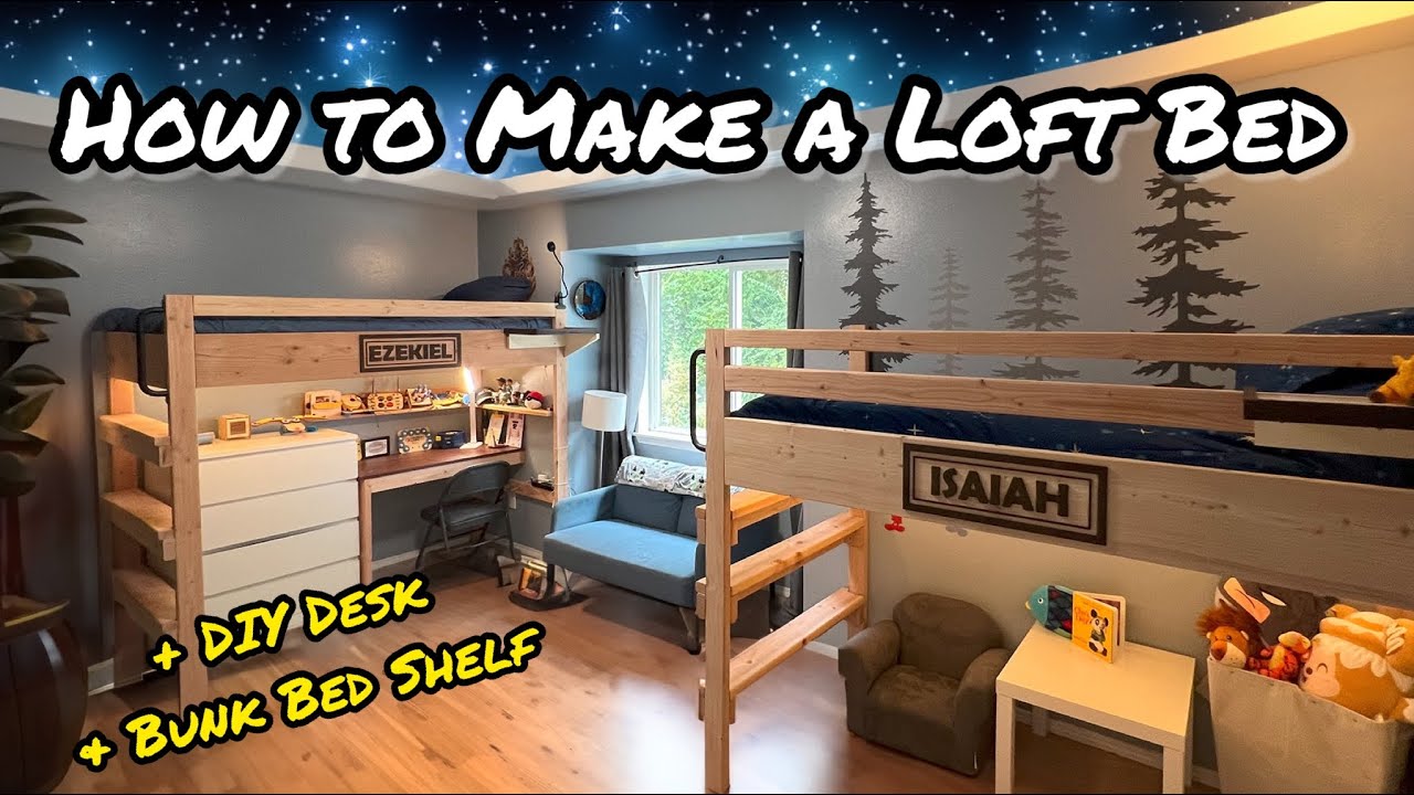 How to Make Loft Beds: Strong & Simple, Plus DIY Desk, & Bunk Bed Shelf