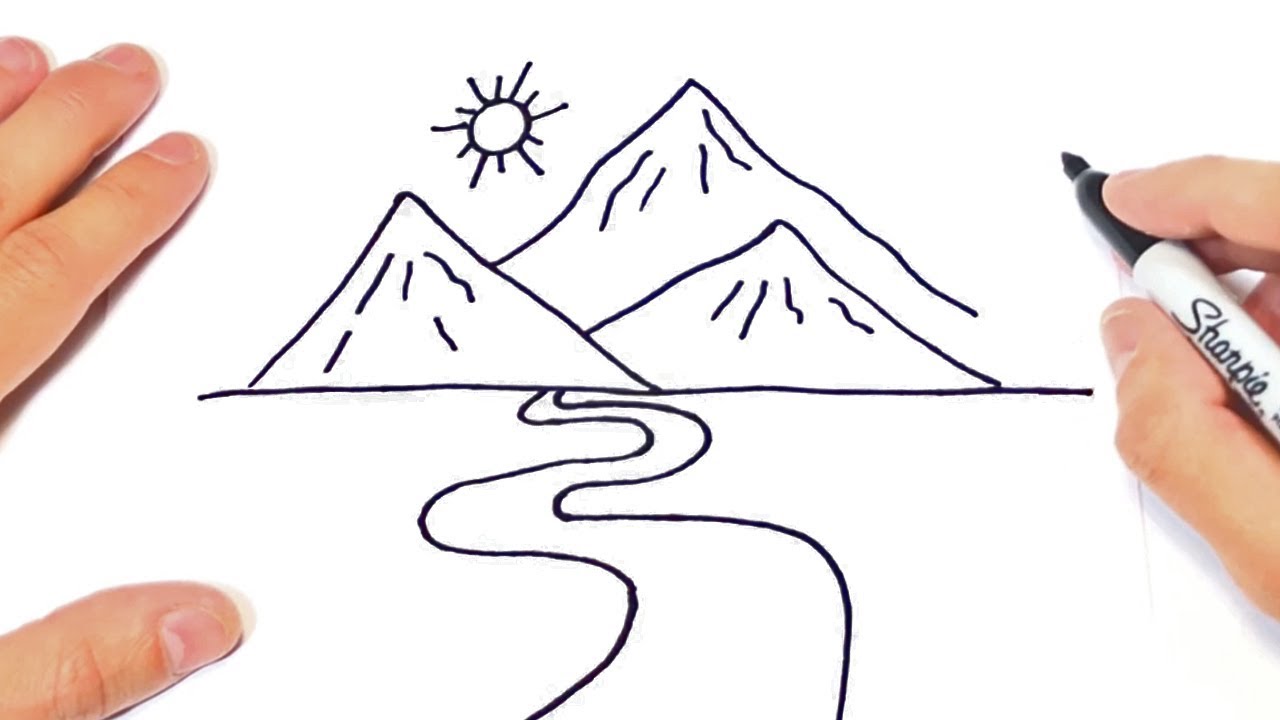 How to draw a Mountain Step by Step | Landscape Drawings