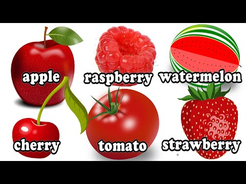 RED Fruits and Vegetables | Coloring Fruits and Vegetables | 紅色的水果和蔬菜
