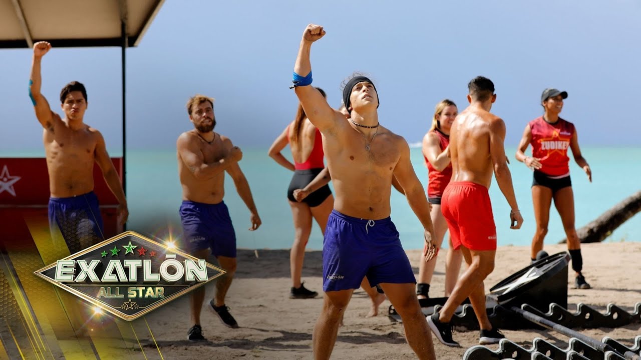 Exatlón con equipo azul a toda potencia por la victoria. | Exatlón All Star