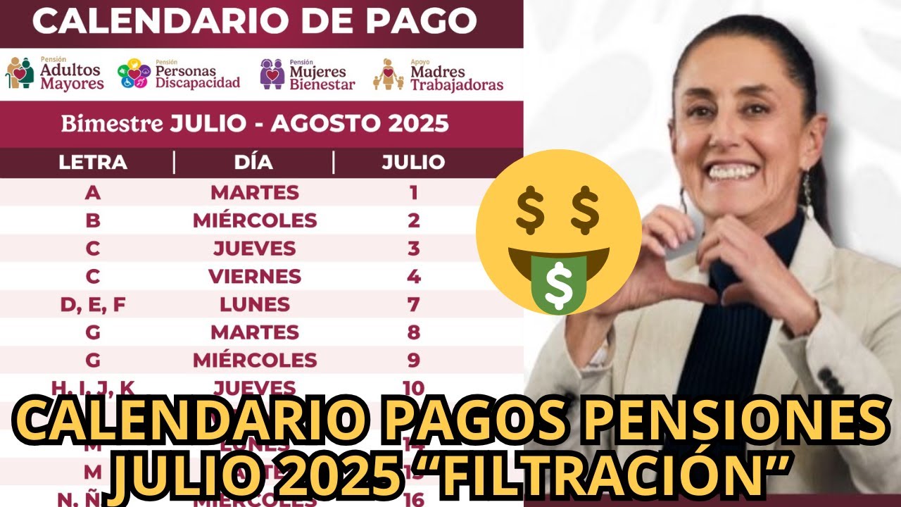 Calendario OFICIAL de Pagos Pensión Bienestar JULIO 2025 Adultos Mayores FILTRACIÓN