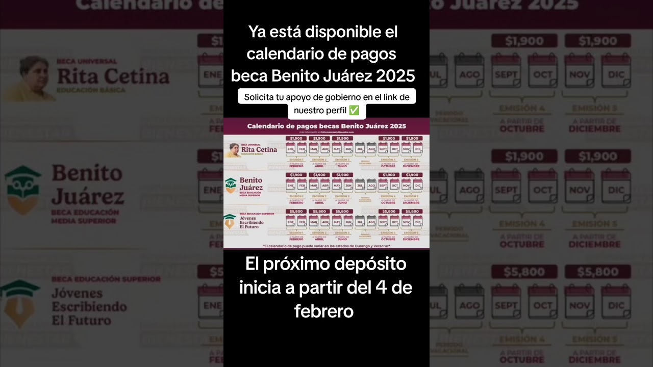 Disponible ya el calendario de pagos para beca benito Juárez 2025