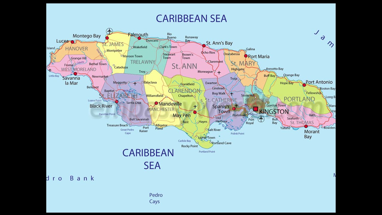 map of Jamaica