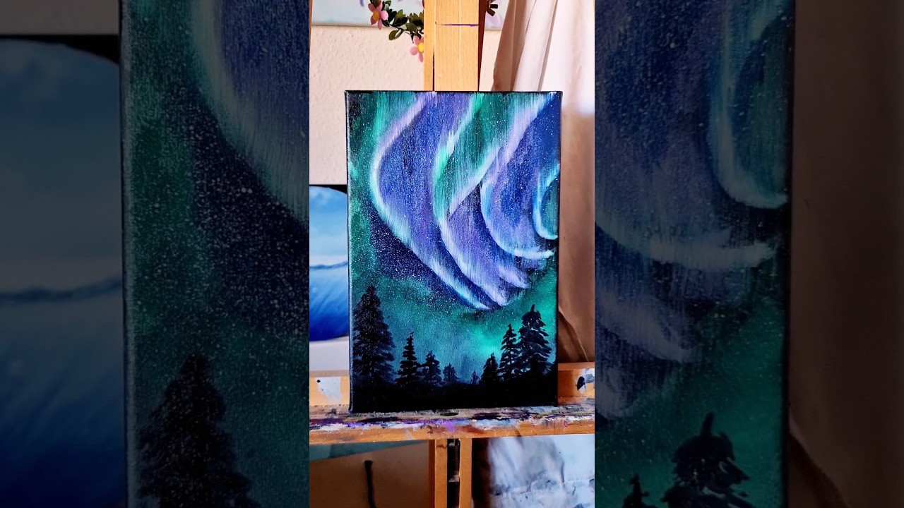 Mi último cuadro del año ✨️ qué os parece? 👀 | #art #arte #painting #oilpainting #landscape #aurora