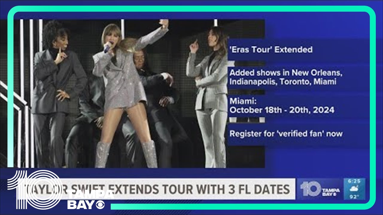 Taylor Swift extends 'Eras Tour' with 3 new Florida dates in 2024