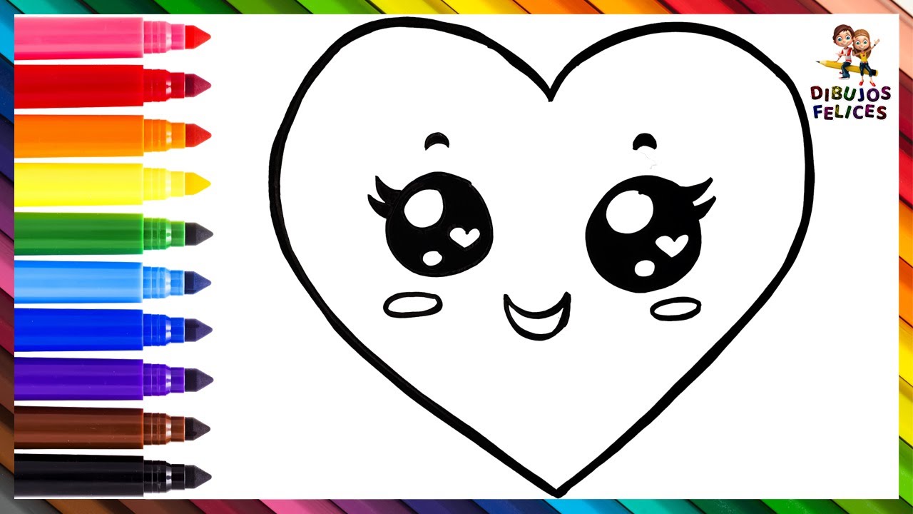 Cómo Dibujar Un Corazón ❤️ Dibuja y Colorea Un Lindo Corazón Arcoiris 🌈 Dibujos Para Niños