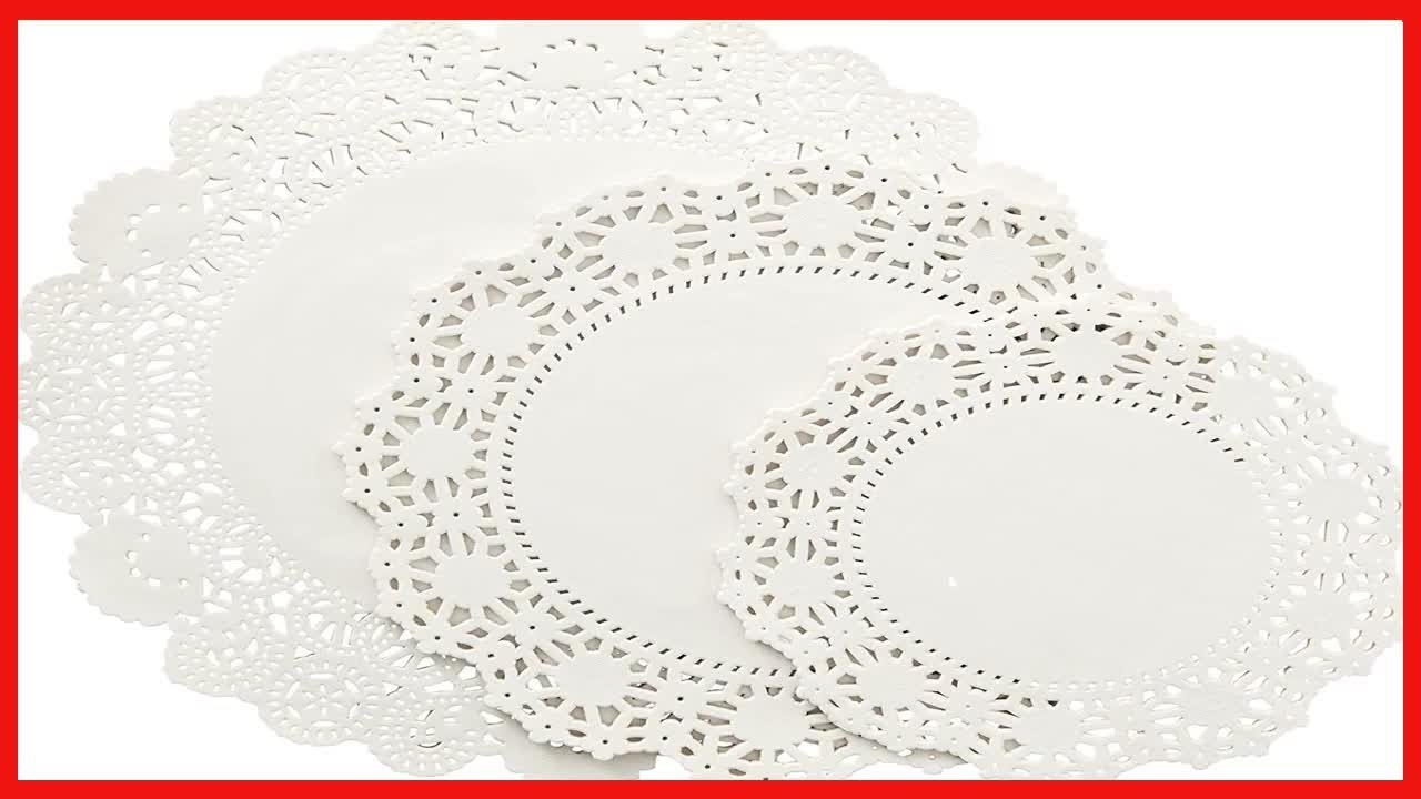 150 Pack Round Lace Paper Doilies for Food, Cake, Crafts, 3 Assorted Sizes