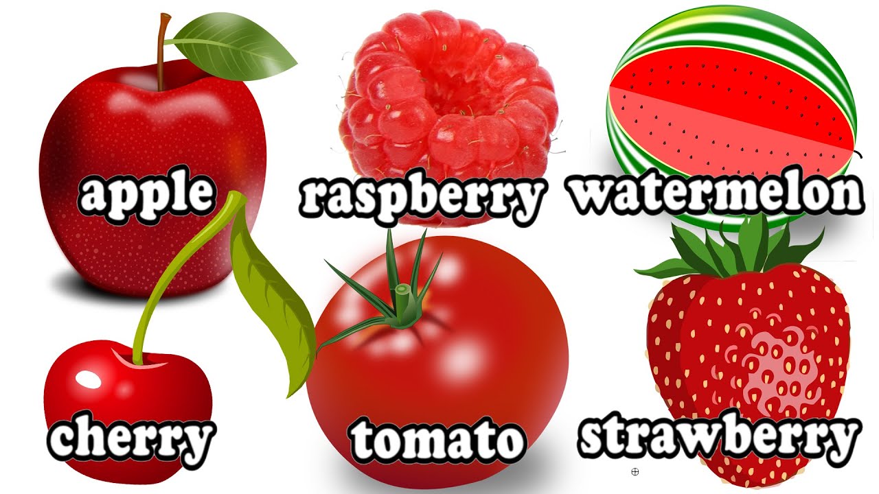 RED Fruits and Vegetables | Coloring Fruits and Vegetables | 紅色的水果和蔬菜