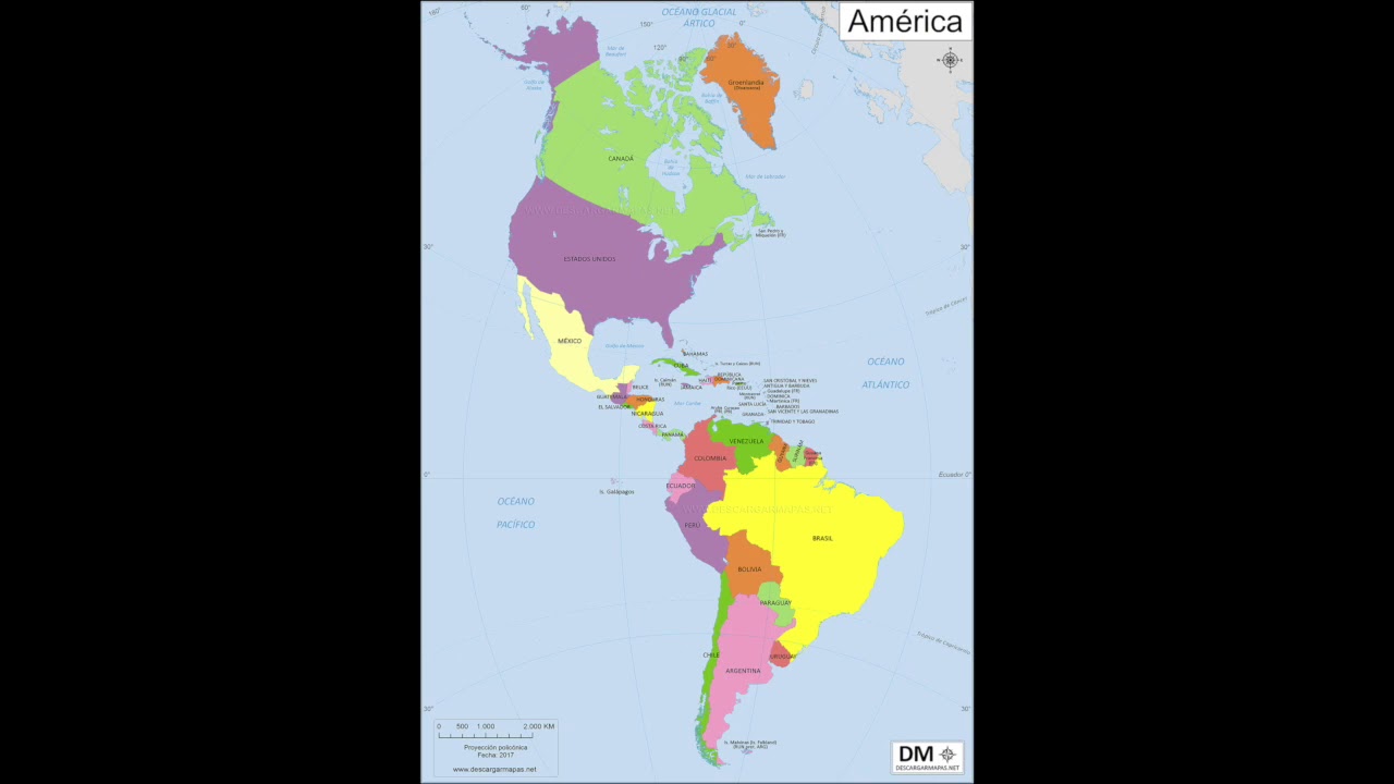 Mapa de América con Nombres