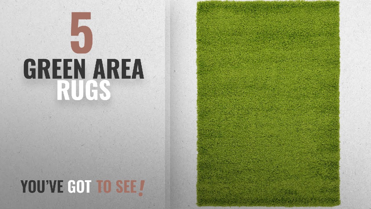 Top 10 Green Area Rugs [2018 ]: Unique Loom Solid Shag Collection Grass Green 4 x 6 Area Rug (4' x