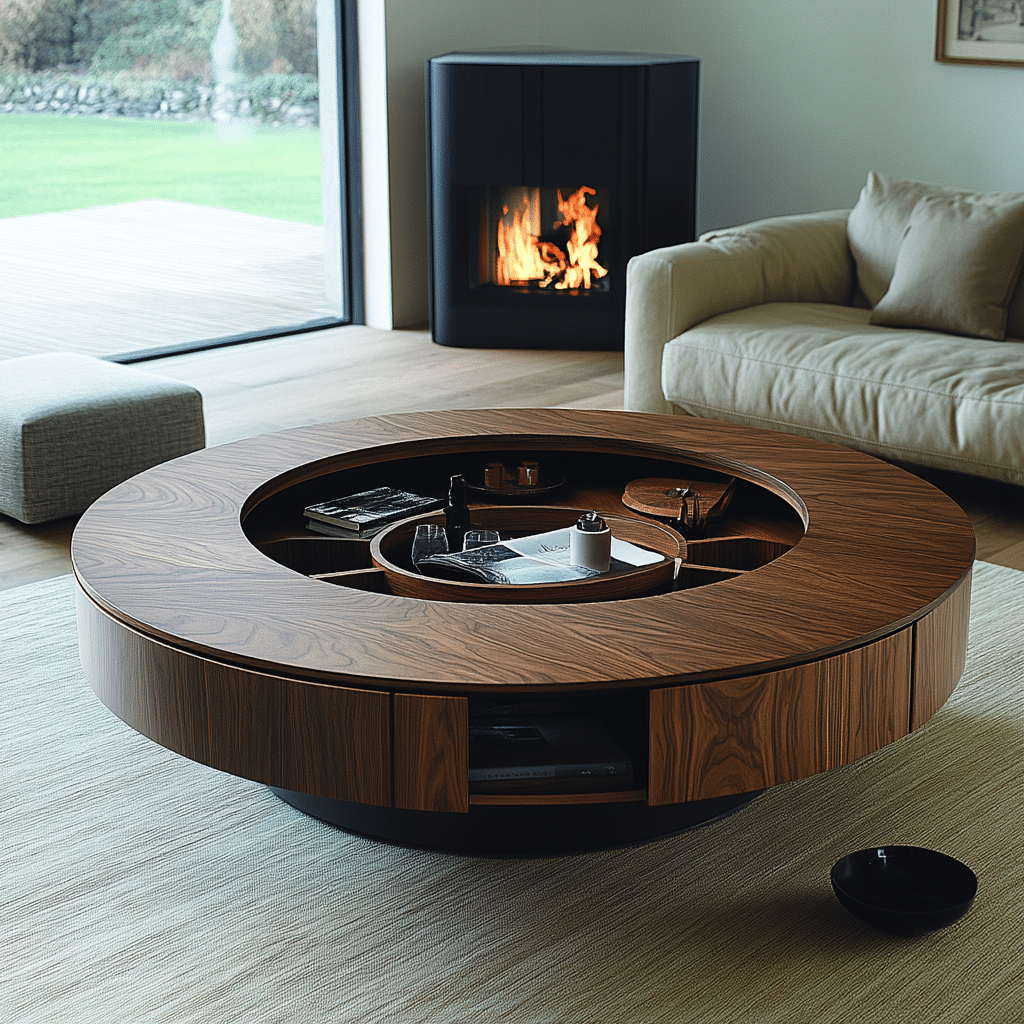 Round Coffee Table With Storage Perfect For Small Spaces 2 Image 37352