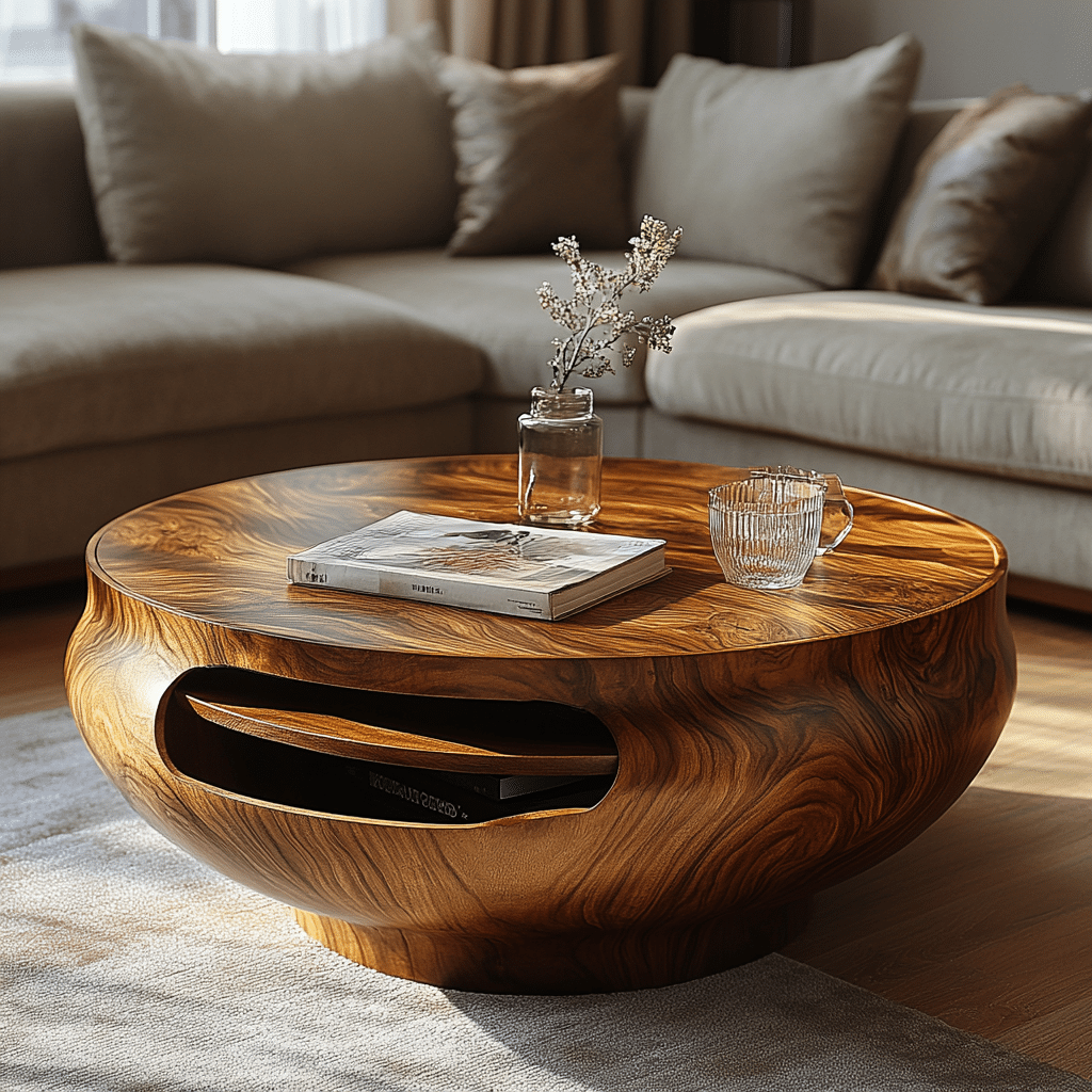Round Coffee Table With Storage Perfect For Small Spaces 3 Image 37353