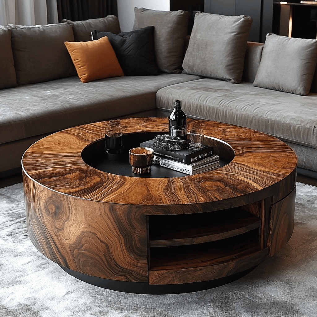 Round Coffee Table With Storage Perfect For Small Spaces 1 Image 37351