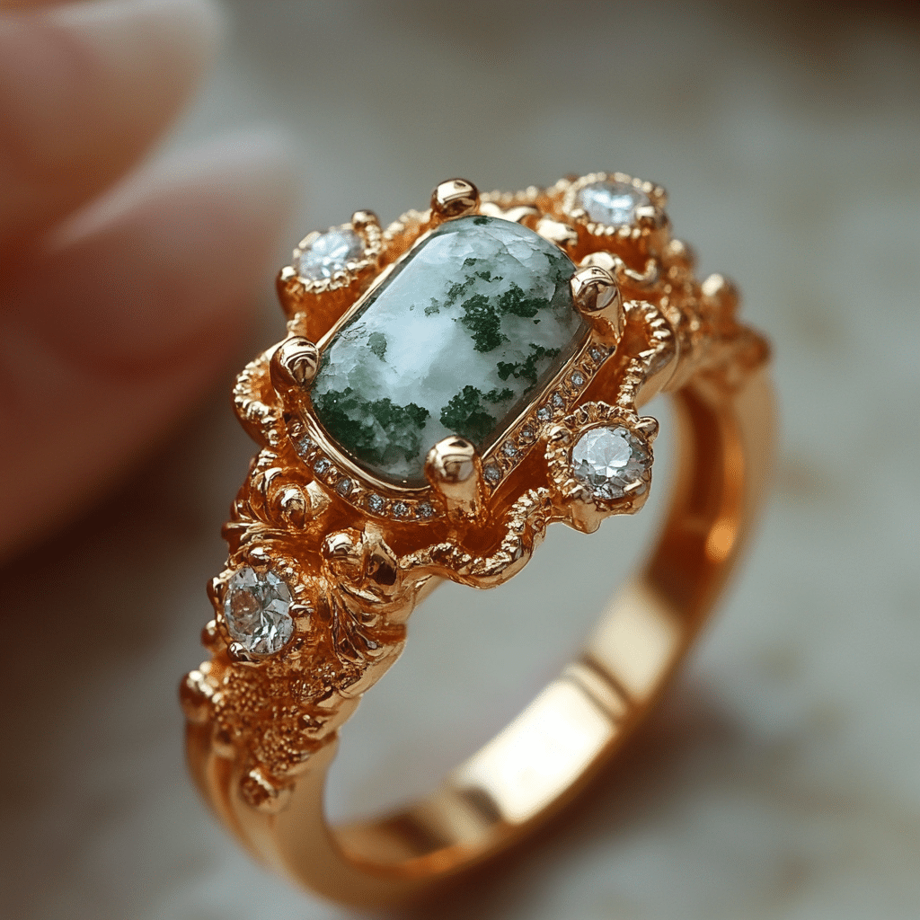 Moss Agate Engagement Ring A Unique Gem For Love 1 Image 43196